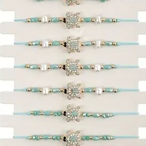 Costal Turquoise Turtle Beaded Bracelet - Adjustable
